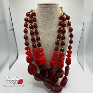 Elegant Red Beaded Necklace Set